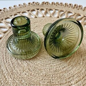 Elegant Green Glass Candle Holders